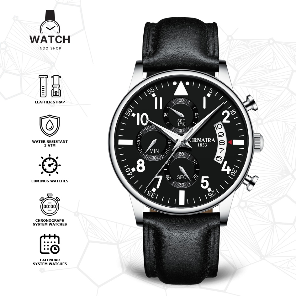 Indoshopwatches Jam Tangan Pria Analog Crnaira 819 Chronograph Water Resistant Watches