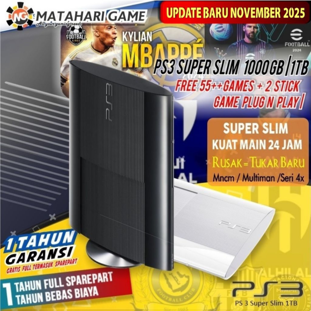Ps3 Sony Asli Super Slim CFW 500gb dua stik