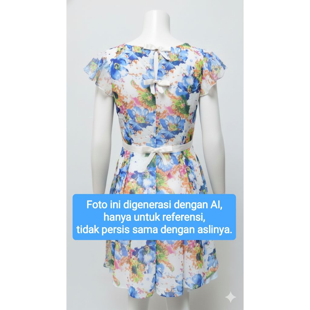 [Pernah Pakai] Dress Anak Remaja Perempuan Cantik dan Lucu Bunga Bunga Bahan Sifon dengan Pita Satin