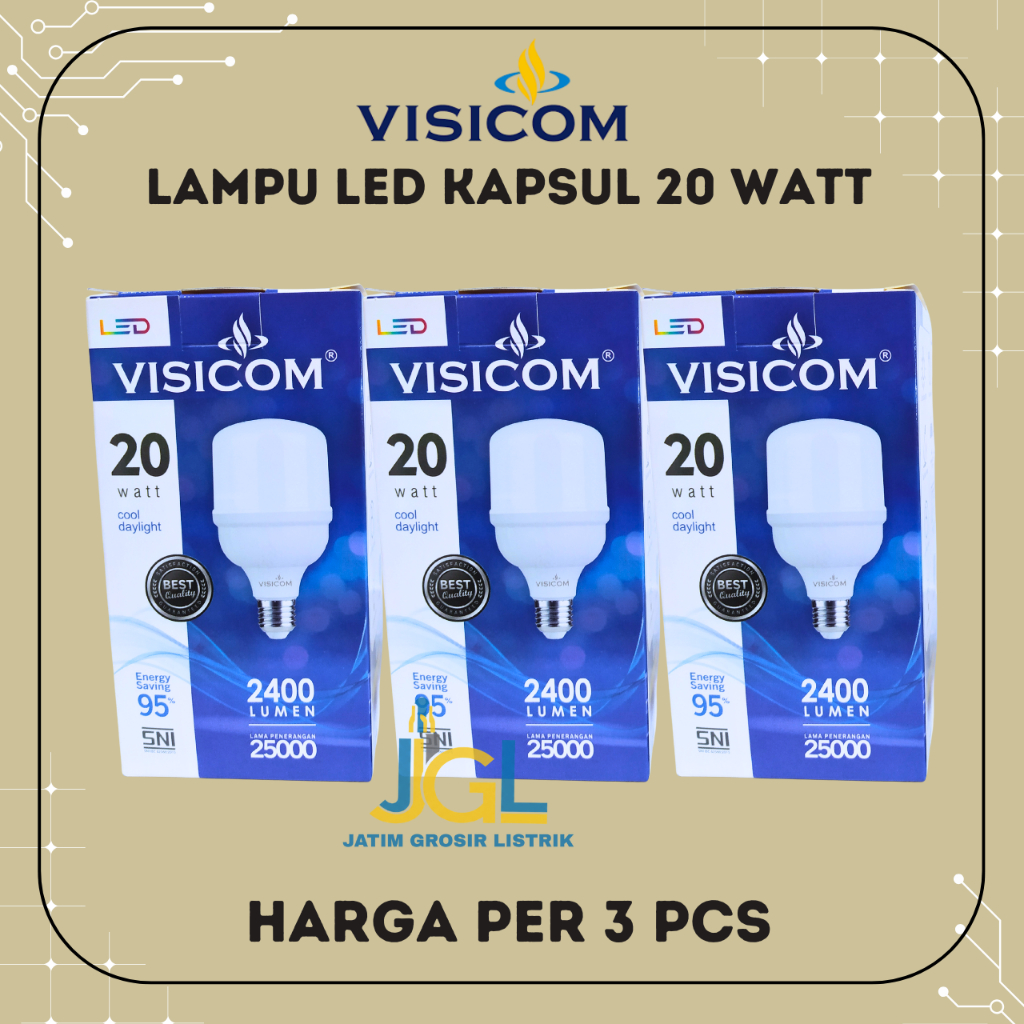 Paket 3 Pcs Visicom Lampu LED Visicom 20 Watt Bergaransi 1 Tahun