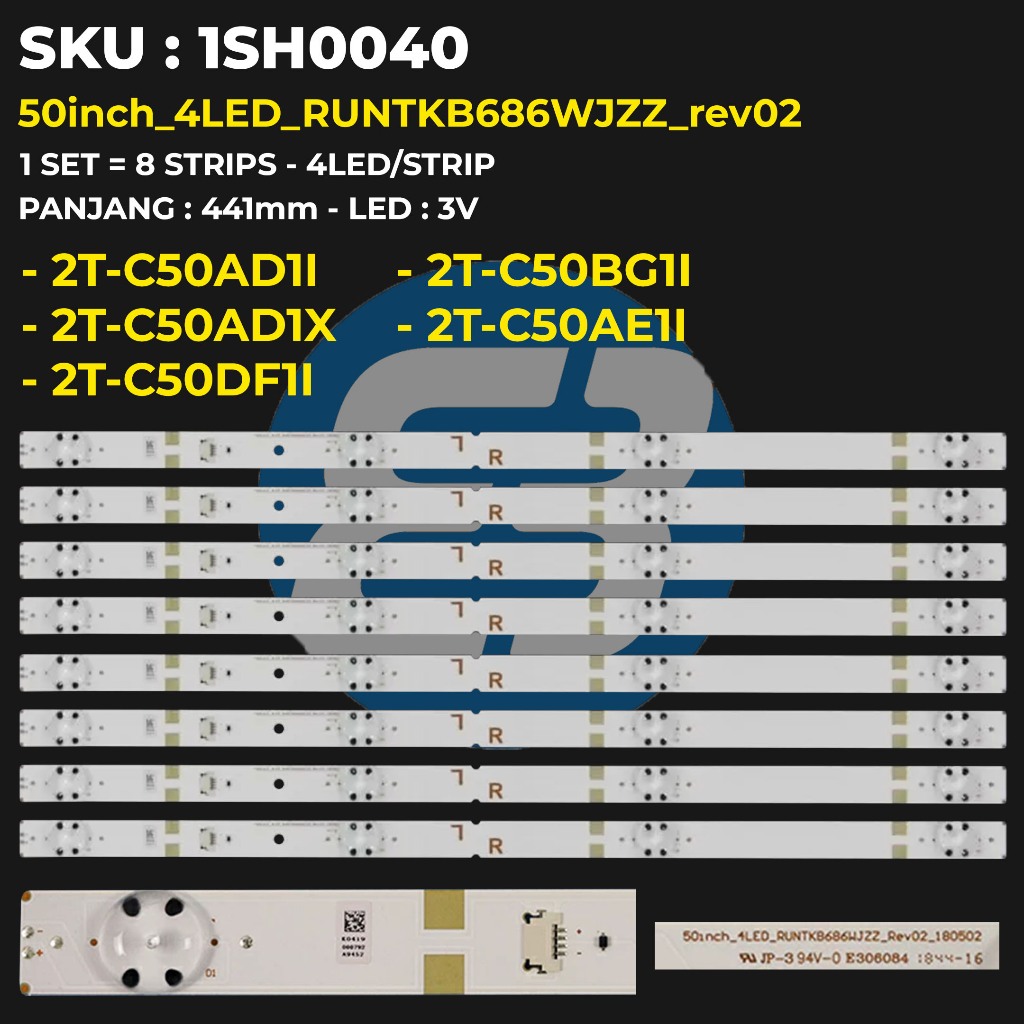 Backlight TV Sharp 50 Inch 2T-C50AD1I 2T-C50AD1X 2T-C50BG1I 2T-C50AE1I 50inch_4LED_RUNTKB686WJZZ_rev