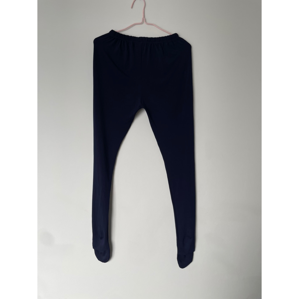 Legging Wudhu Muslim Biru Dongker Full Celana Panjang Wanita Stretch Karet Big Size Jumbo Preloved