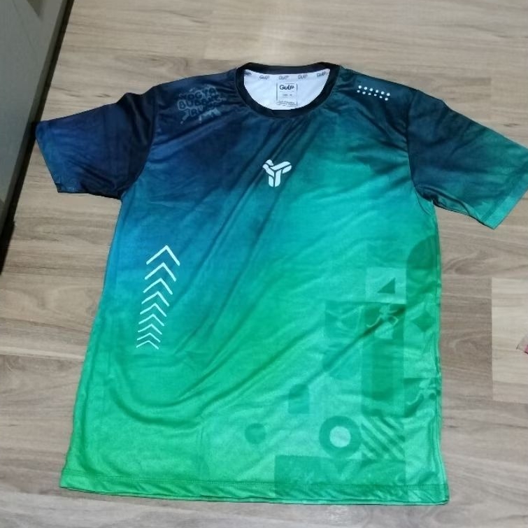 Jersey Yogja Bubblerun 2025 LD 100 cm ukuran S merk Gulf preloved Jersey Yogja BubbleRun 2025 Gulf