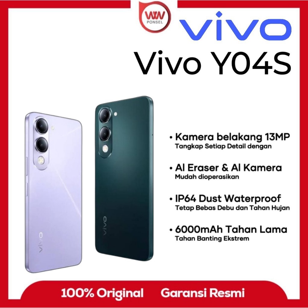 Hp Vivo Y04s Ram 4GB Internal 128GB Garansi Resmi