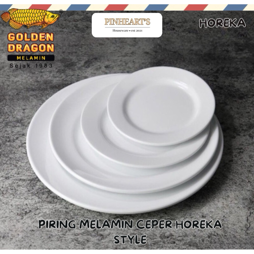 PIRING MELAMINE HOREKA GOLDEN DRAGON PUTIH CEPER / PIRING MAKAN MELAMINE PREMIUM PUTIH POLOS CEPER