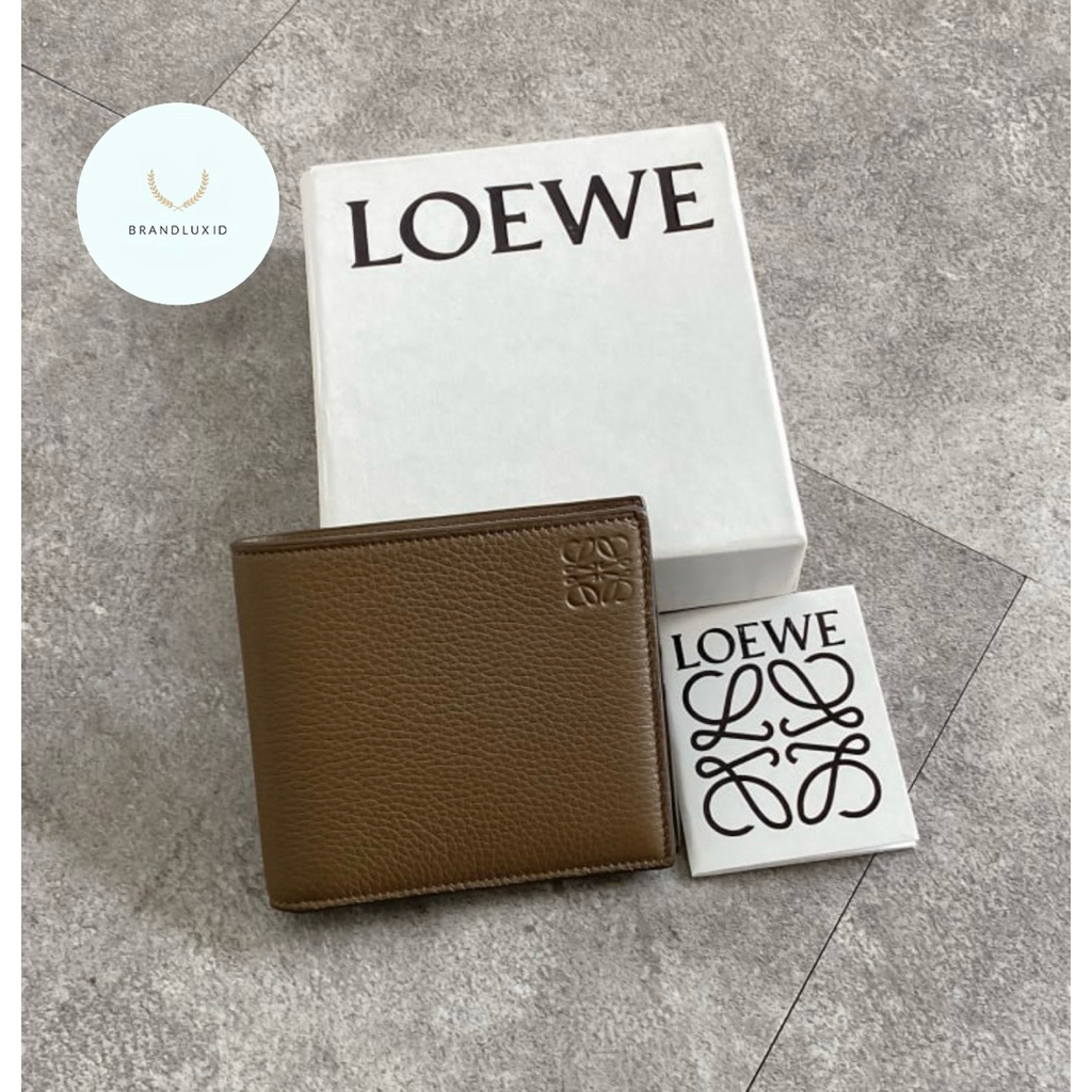 Loewe Bifold Wallet in Soft Grained Calfskin Winter Brown