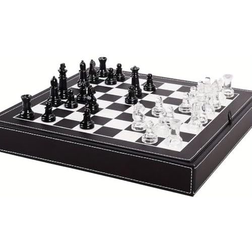 Luxury Glass Chess Set for Adults - 2 Extra Queens, Premium