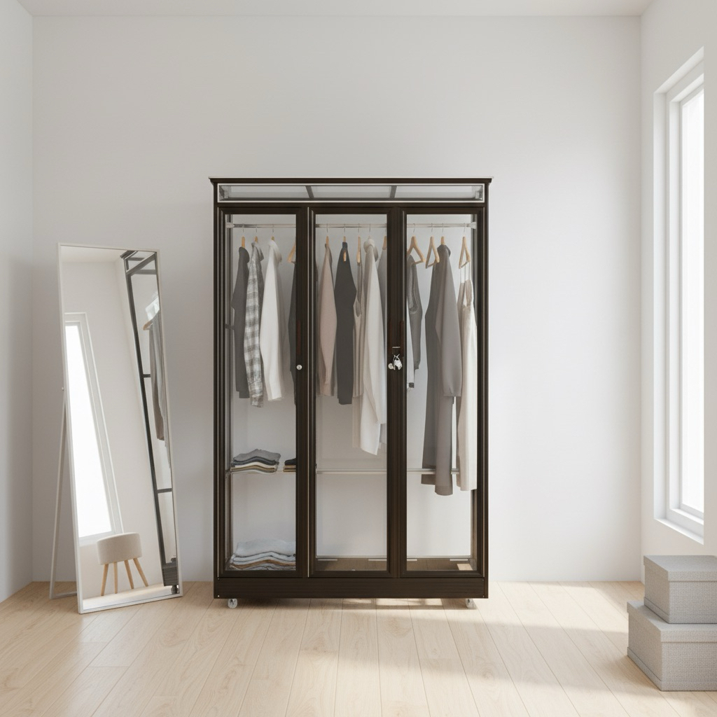 Lemari 3 Pintu Full Gantungan // Bahan Alumunium & Kaca