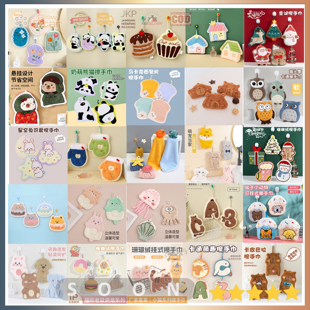 LT5 Handuk lap tangan dapur kamar mandi Natal Souvenir Christmas edition karakter kain Premium tebal