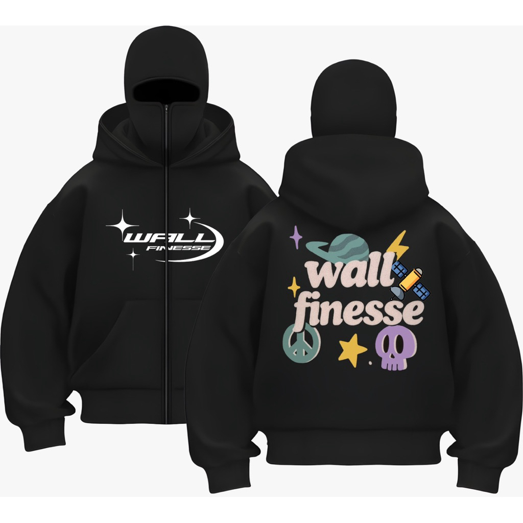 HOODIE BALACLAVA JACKET BOXY HOODIE BALACLAVA HOODIE NINJA ZIPPER WALL FINESSE PLANET JACKET KEREN P
