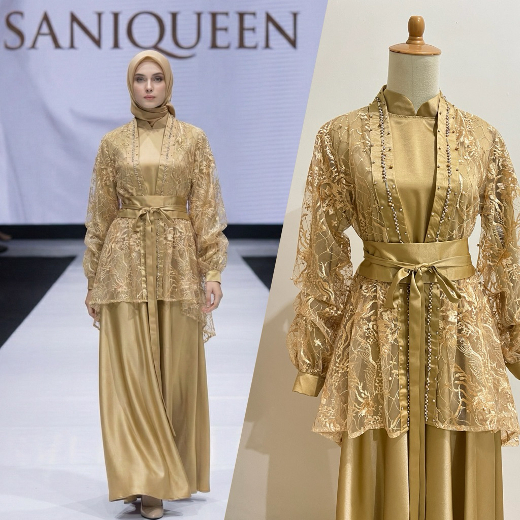 Paket hemat Laluna outer set dress | dress brukat | setelan wanita | dress pesta