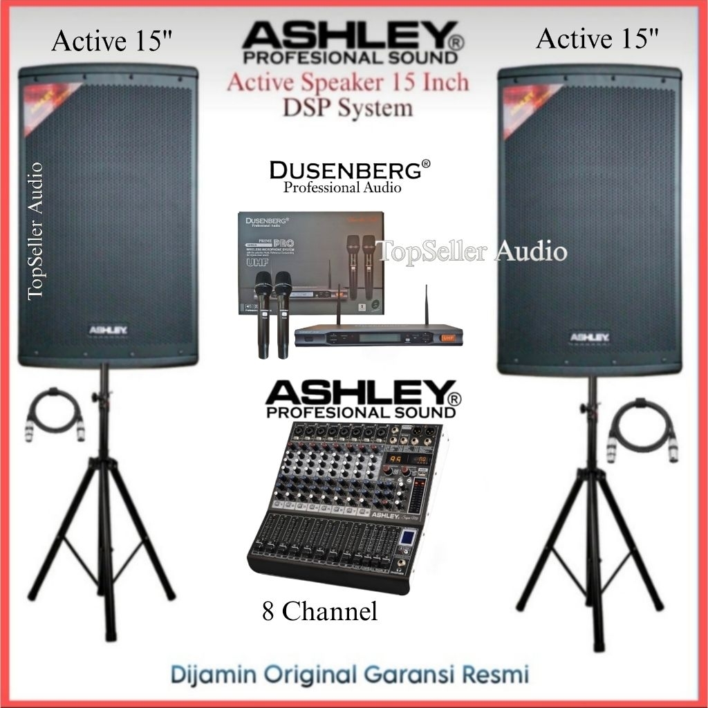 Promo Paket Sound System Live Musik [ Karaoke ] Ashley Speaker Aktif 15 Inch HERO15 Original Mixer A