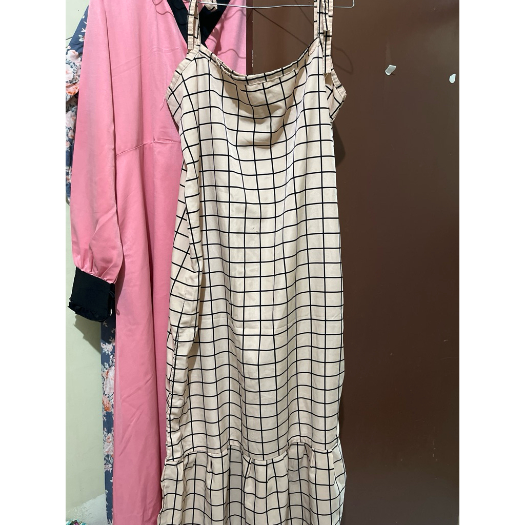 dress tidur kotak kotak daster