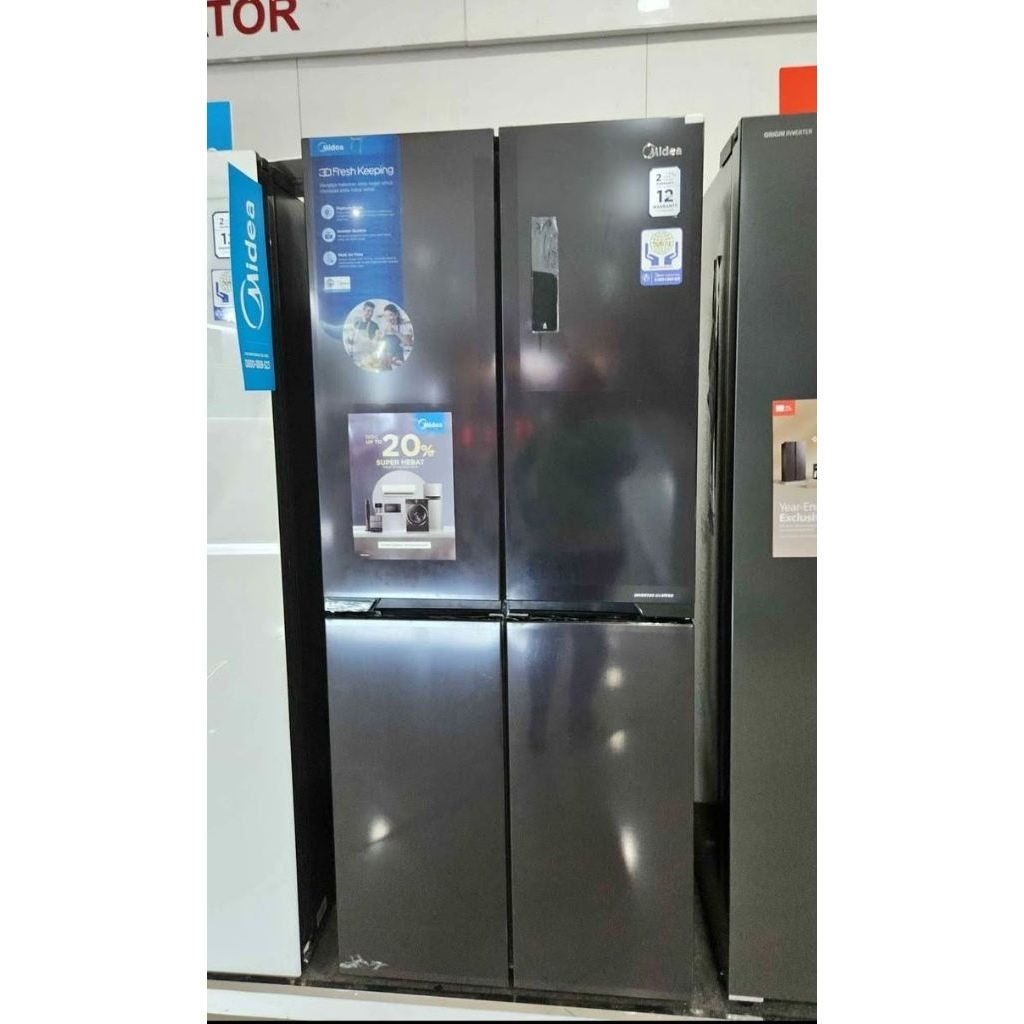 MIDEA KULKAS SIDE BY SIDE 4 PINTU / MULTIDOORMDRF550FGF28•INVERTER QUATTRO