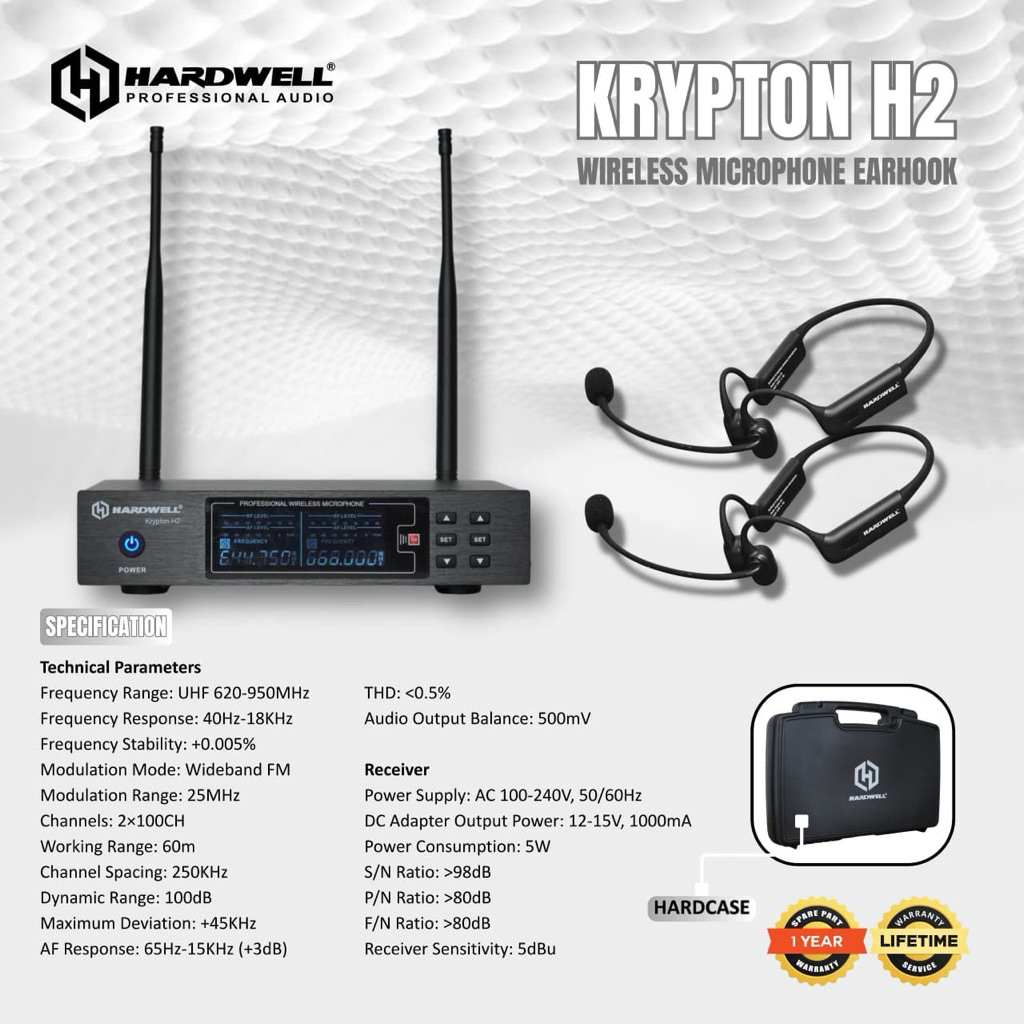 Mic Bando Hardwell Krypton H2 Original Mic wireless Hardwell