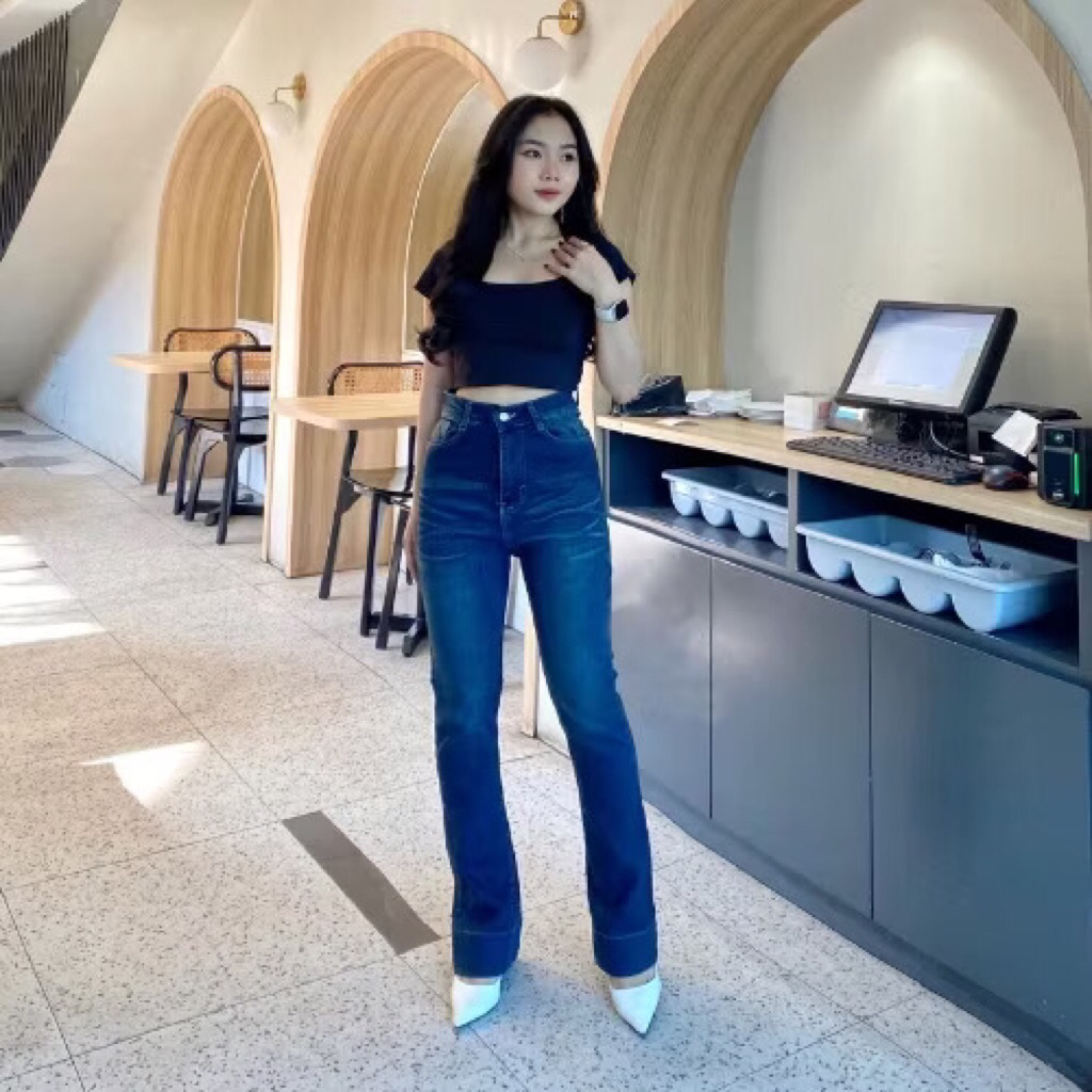 higwaists cutbray jeans cewek lipat kaki besar cutbray lipat bawah kaki