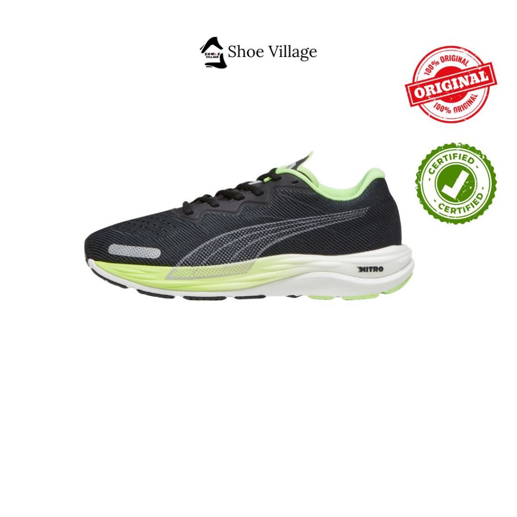 Sepatu Running Puma Velocity Nitro 2 Black Speed Green Original