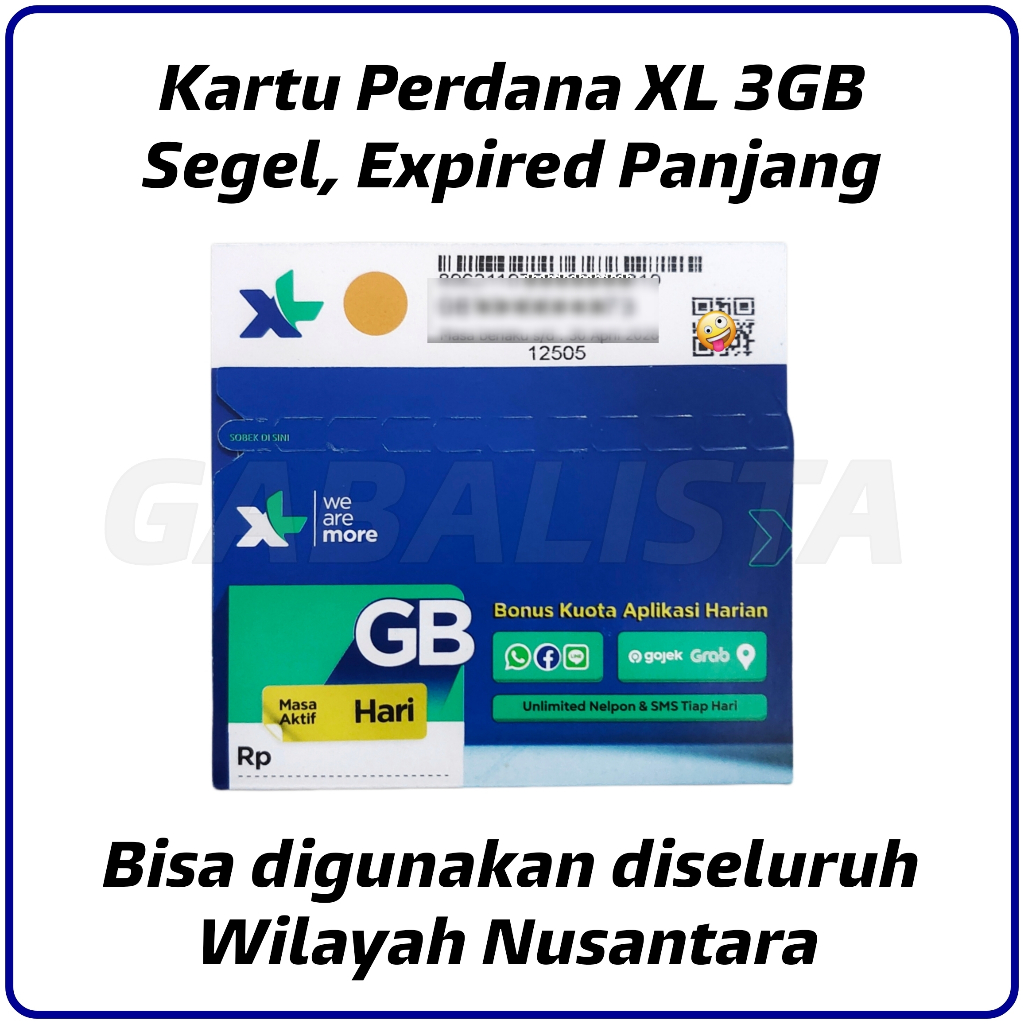 Kartu Perdana XL 3GB Nasional 4G/5G Masa Tunggu Panjang XLSMART Prabayar