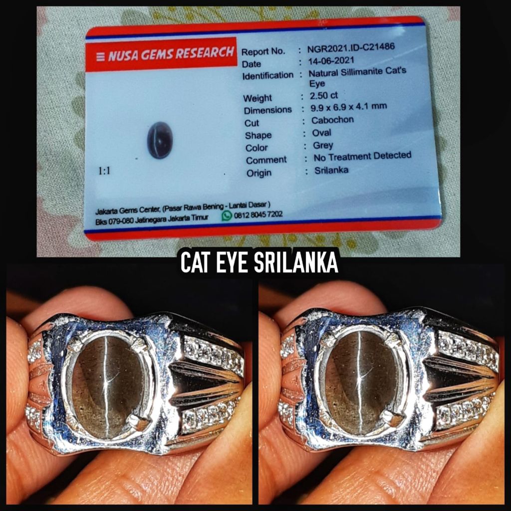 permata cat eye Ceylon asli Srilanka