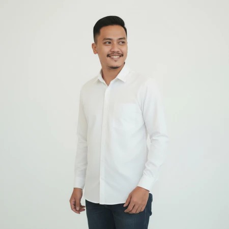 WSSD - Kemeja Pria Formal Hitam & Putih Slim Fit