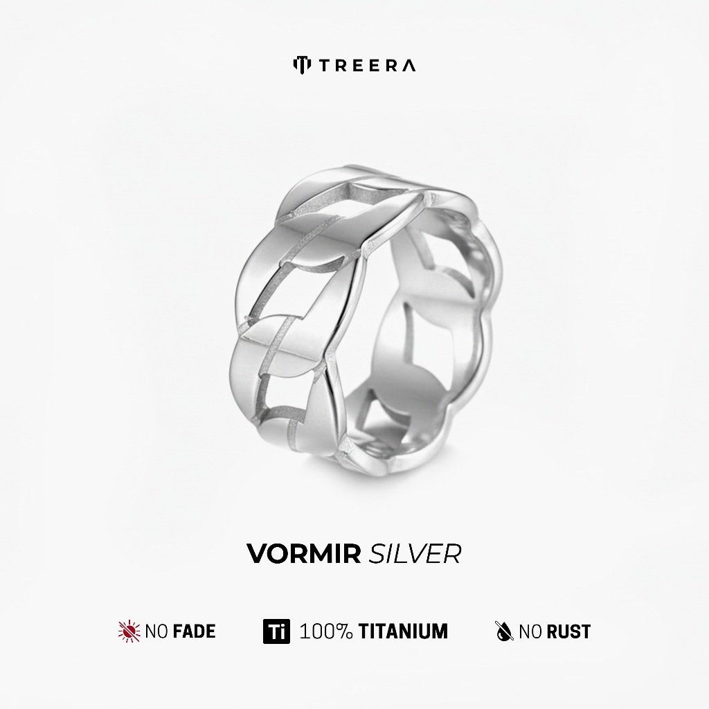 Treera Vormir Cincin Pria Titanium Keren Modern Silver Gold Anti Luntur Original Premium