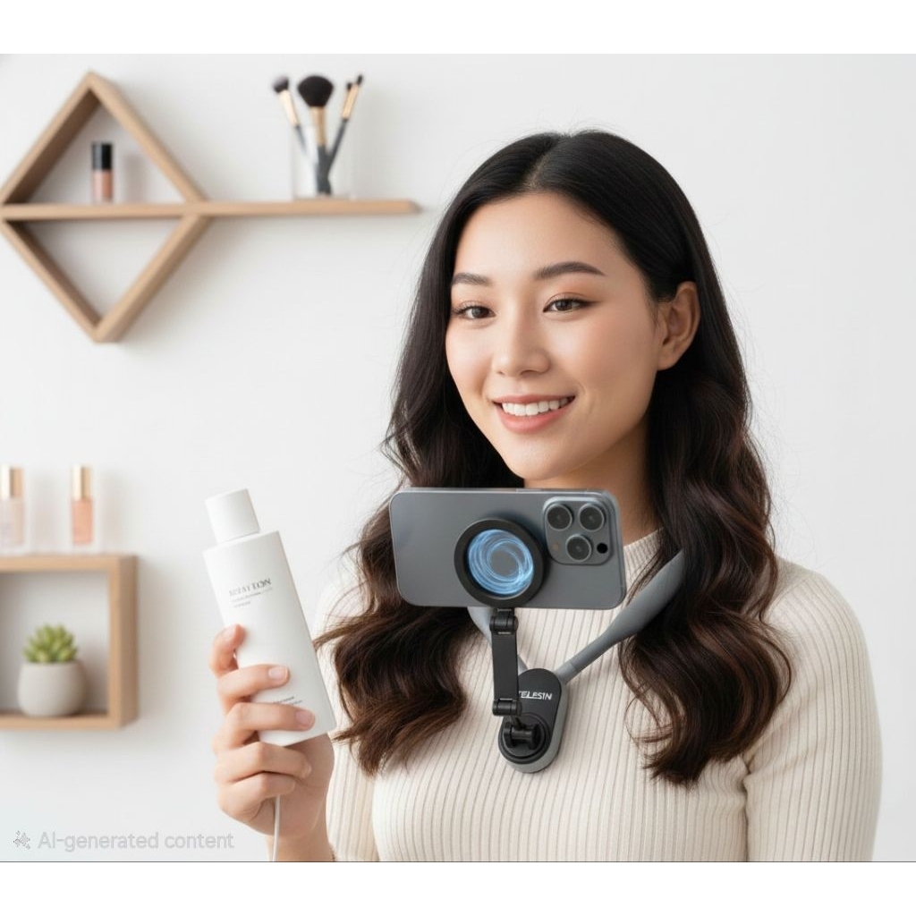 Telesin MNM-001 Magnetic Neck Holder Bekas [Kondisi Mulus] Mount HP Leher untuk Vlog/Live/Konten