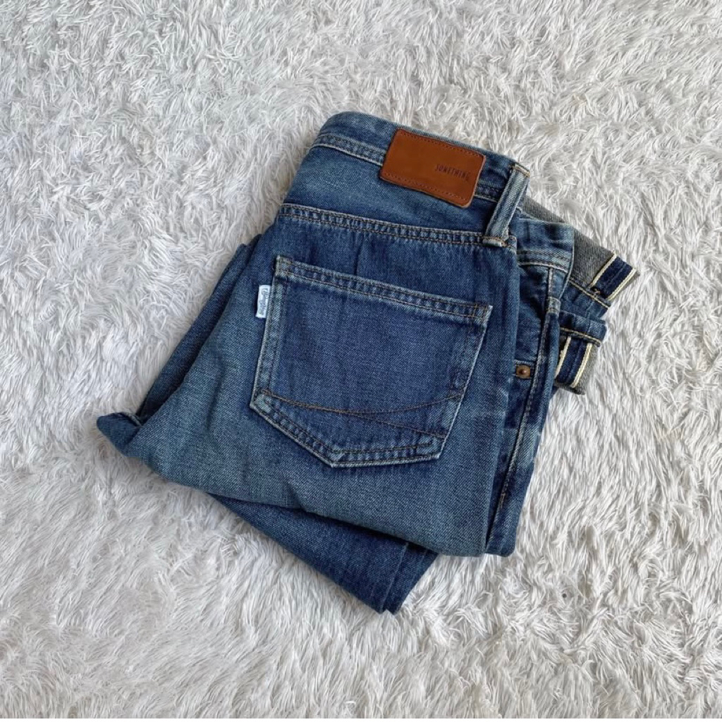 Something Selvedge Jeans Fit Straight Wash Blue Denim