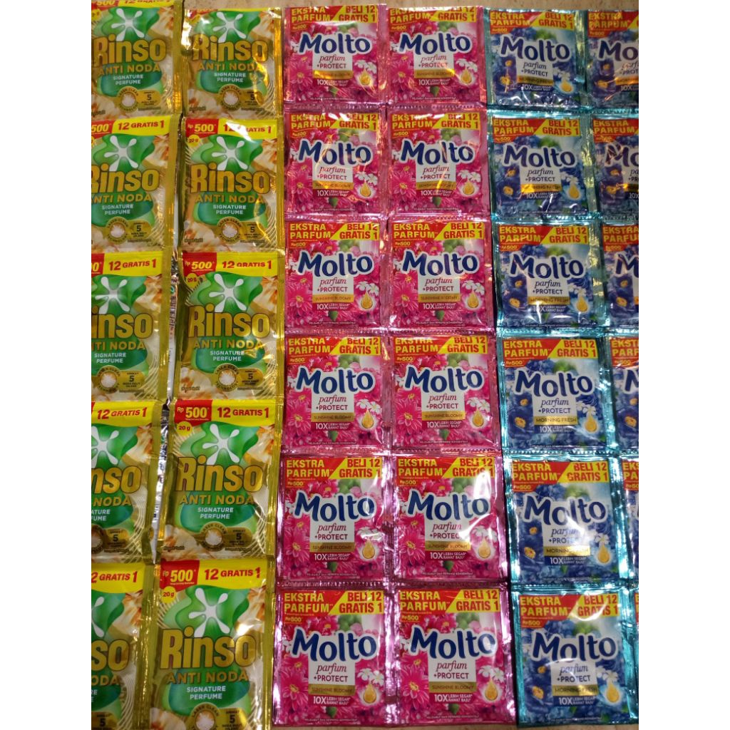 Rinso cair 52 sachet + molto pewangi 52 sachet