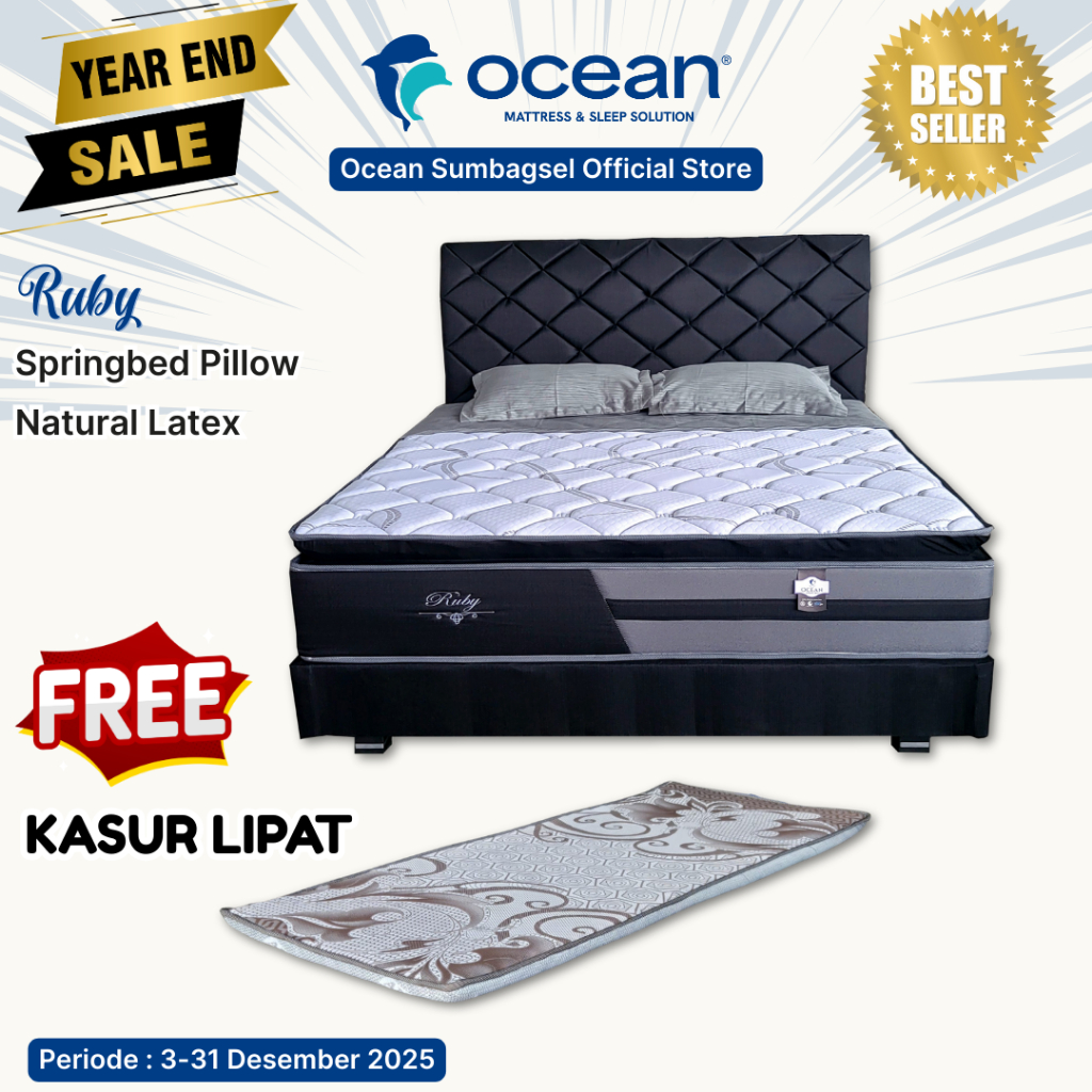 [OOS PTC] Springbed Ocean Ruby Latex (33cm) | Spring Bed Firm | Kasur Latex Alami & Bonnell Spring |