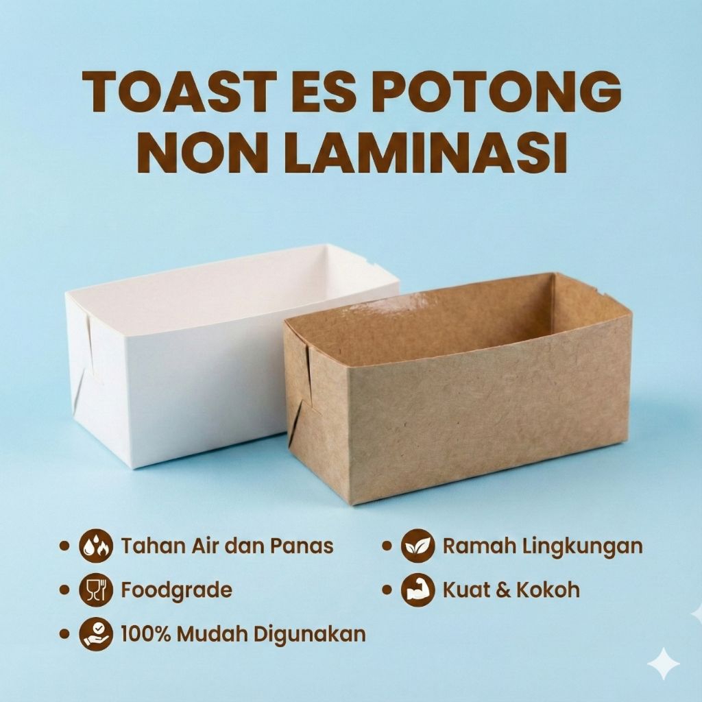 (100 pcs) Kotak Es Potong Roti (BESAR) POLOS NON LAMINASI / Paper Tray / Toast Box / Wadah Es Potong