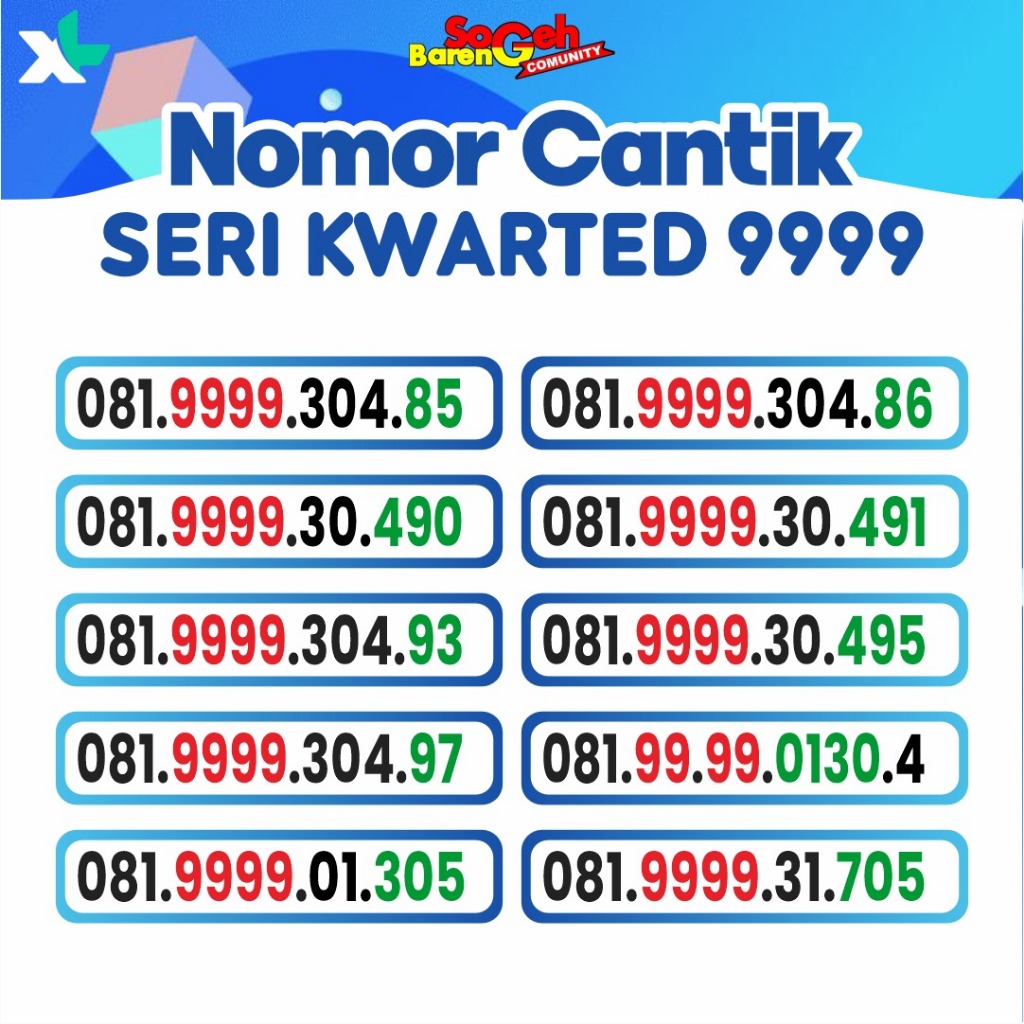 NOMOR CANTIK XL 9999