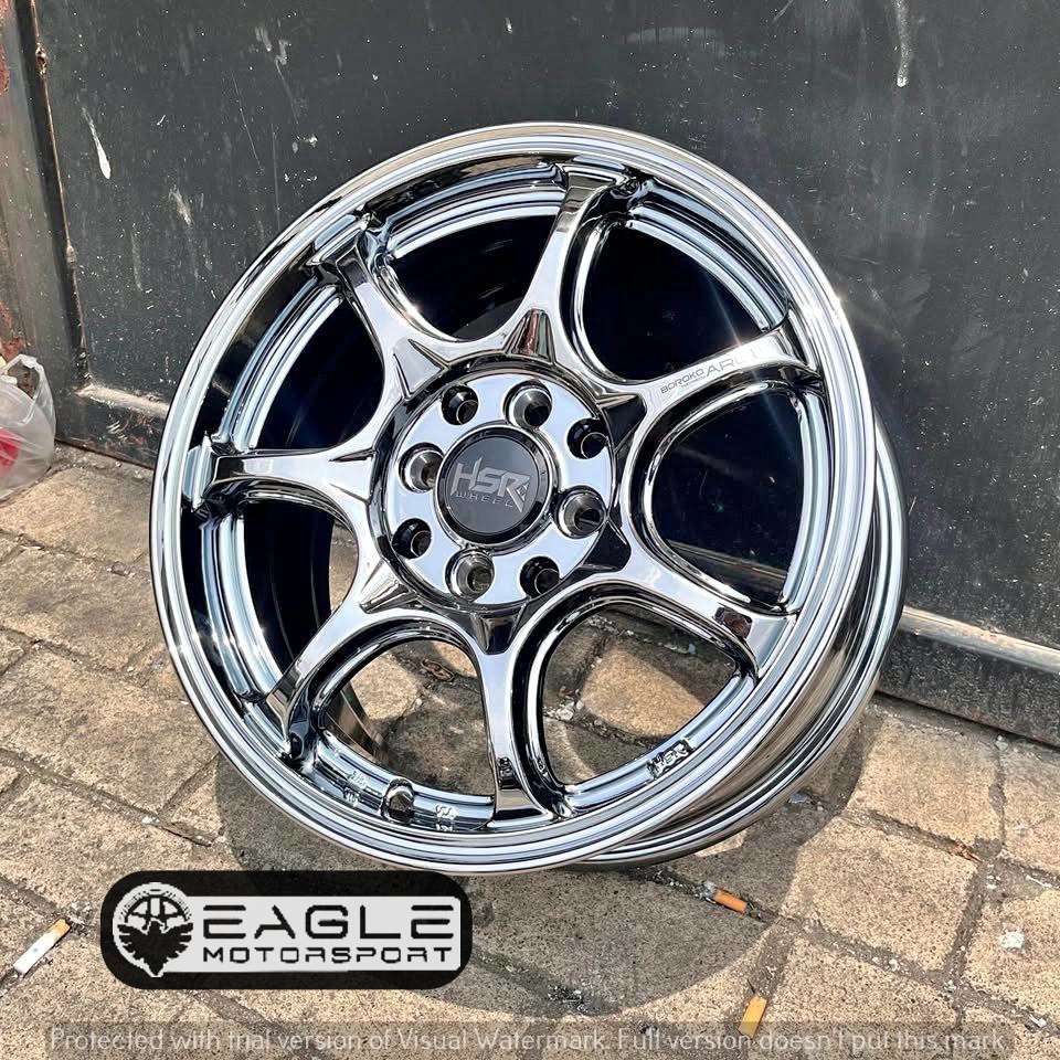 VELG RACING TERBARU TIPE HSR ARU R15 BLACK CHROME UNTUK MOBIL AGYA BRIO SIGRA AVANZA DLL