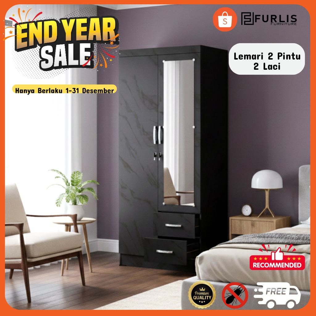 Lemari Baju 2 Pintu / Lemari Pakaian Minimalis / Lemari Baju Minimalis / Lemari Serbaguna / Lemari S