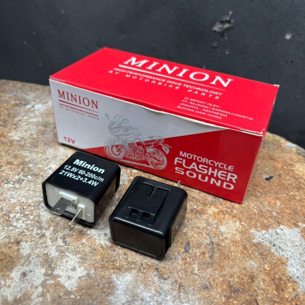 MINION FLASER SEIN BUNYI FLASHER RELAY KEDIP SEN BUNYI SENSOR BISA UNTUK SEMUA JENIS MOTOR