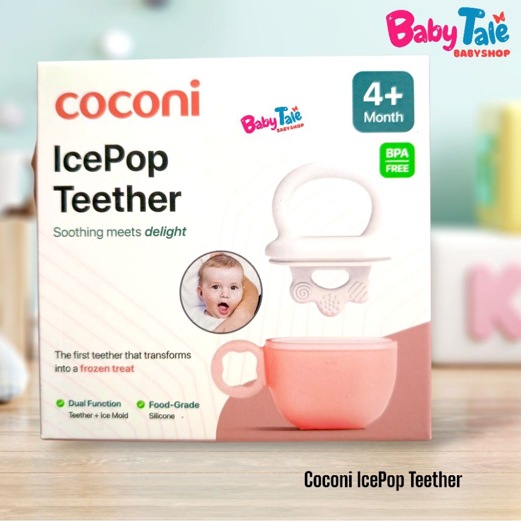 COCONI Ice Pop Teether – Teether Gigitan + Cetakan Es Buah Bayi 2-in-1 | Food Grade Silicone, Aman u