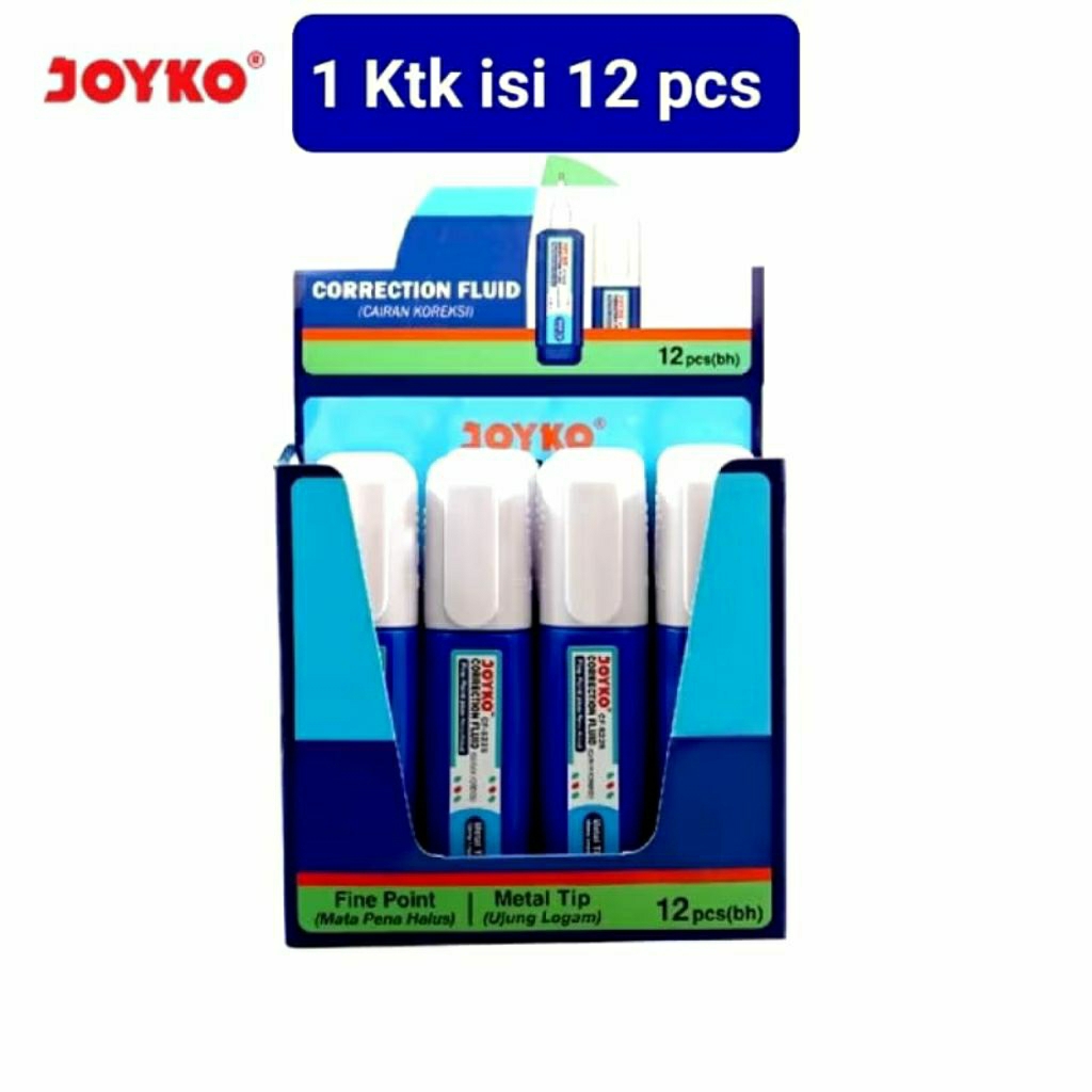 PER PACK Tipex Cair, Tipe X Correction Fluid JOYKO CF-S225 Biru isi 12 Pcs