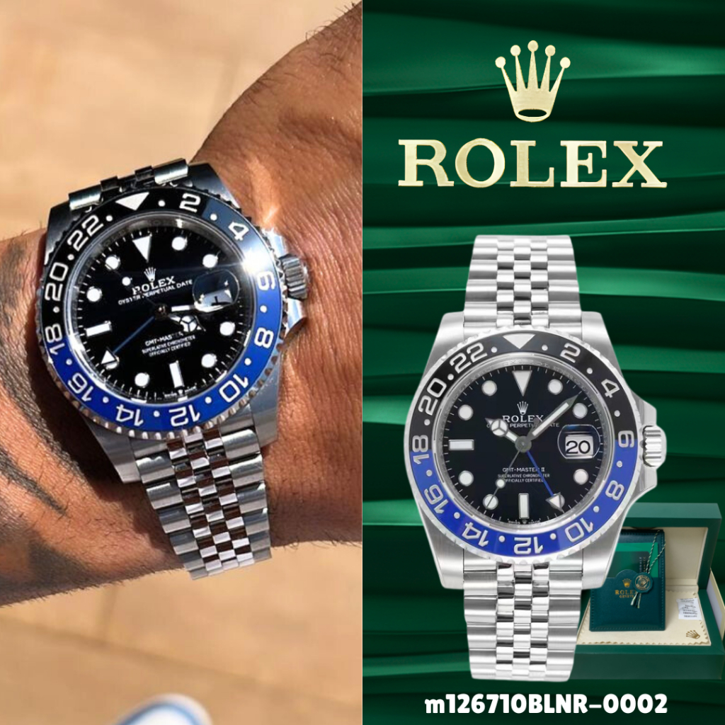 Jam tangan Pria Original Bezel Biru ROLEX GMT-MASTER II m126710BLNR-0002 sudah termasuk Box Lengkap 