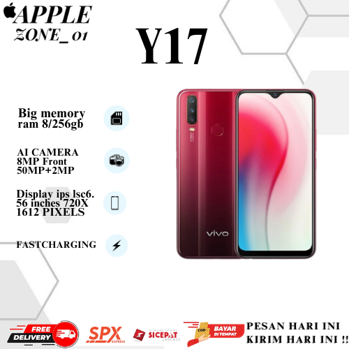 PONSEL Y17 RAM 8/256GB FULLSET GARANSI 12 BULAN
