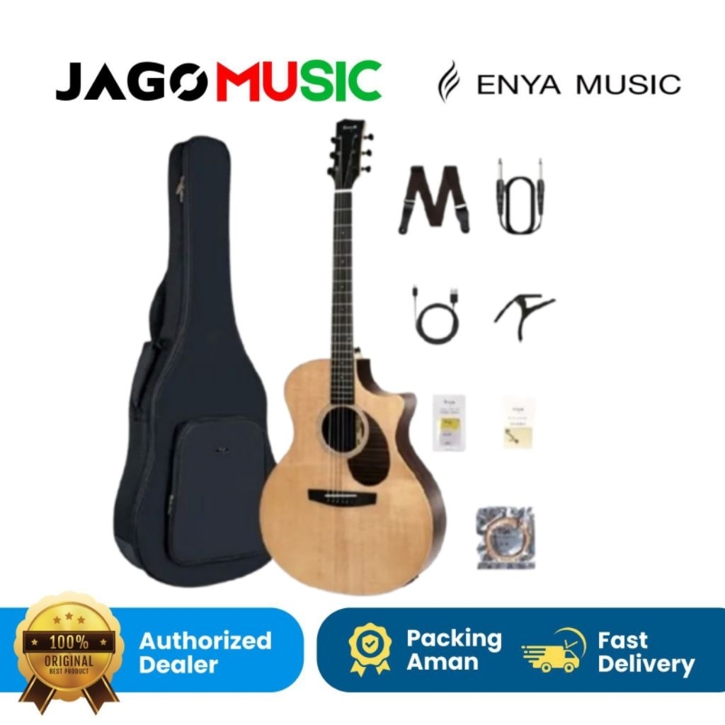 Gitar Akustik Elektrik Gitar Enya X1 Pro Max Ega Sp1Eq Natural + Effect