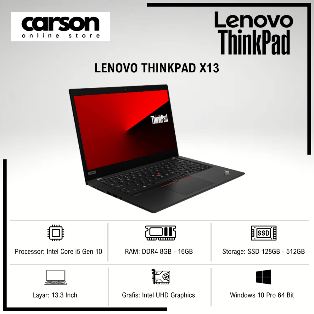 Laptop Lenovo Thinkpad X13 Core i5 / i7 Gen 10 Murah Dan Bergaransi