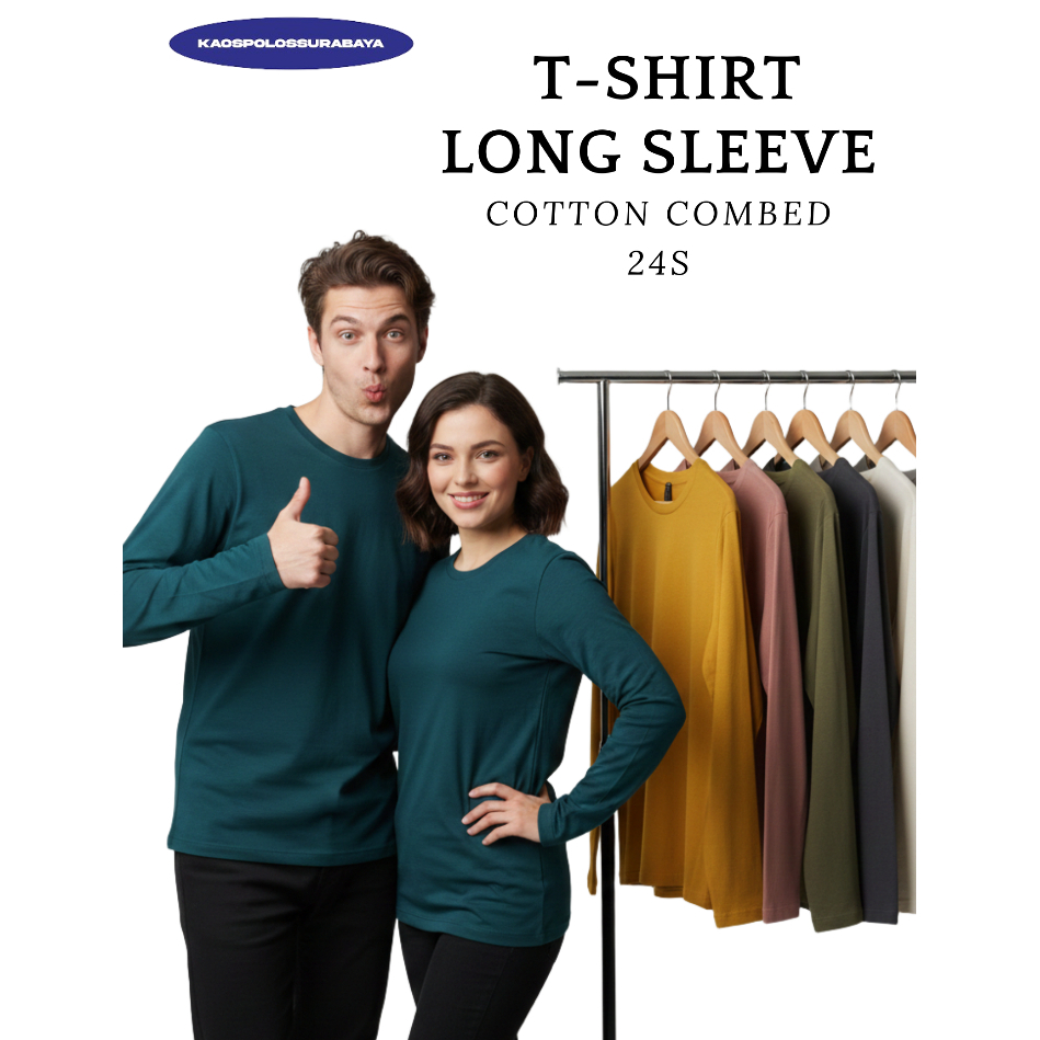 [KAOSPOLOS DEWASA] LENGAN PANJANG WARNA TOSCA TUA 100% KAIN COTTON COMBED 24S SIZE REGULAR - KAOSPOL