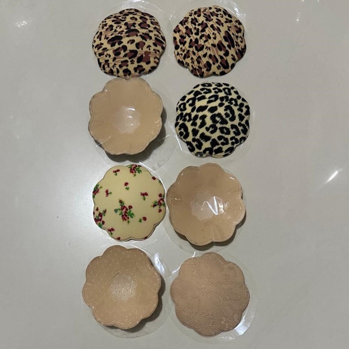 Breathable Sponge Nipple Covers Motif Macan Leopard Reusable Bra Pesta Mini Bra Ada Lem