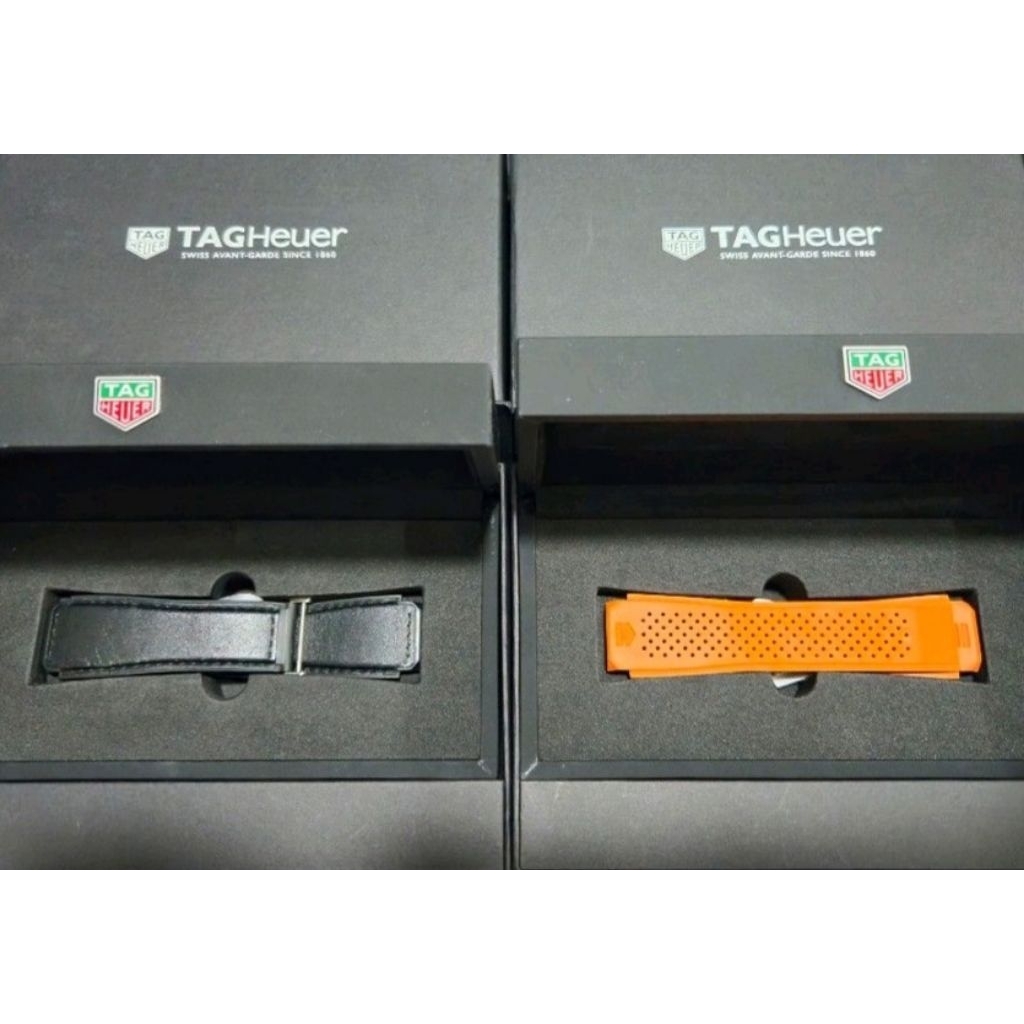 Black Leather & Orange Rubber Strap Tag Heuer Connected Modular 45 Gen 2
