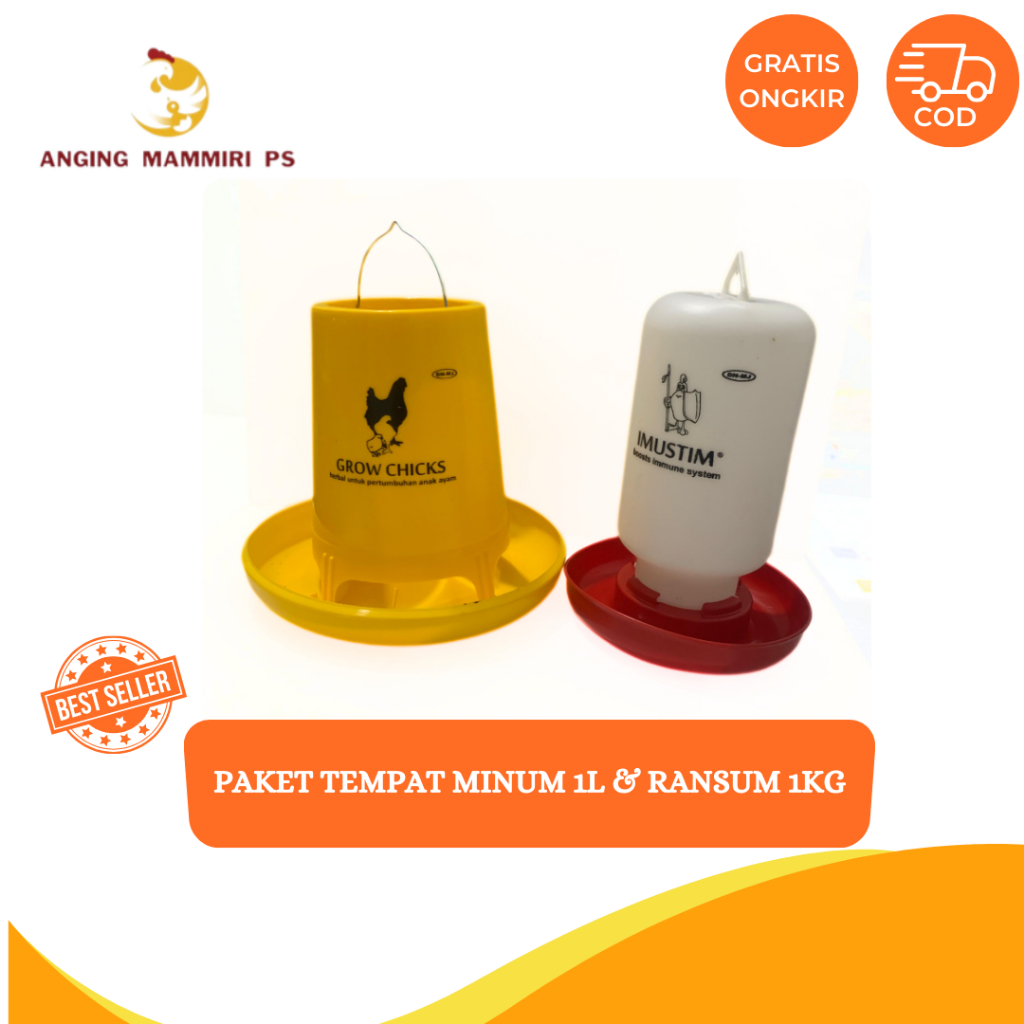 Paket Tempat Minum Puyuh 1L & Tempat Makan (Ransum) 1KG