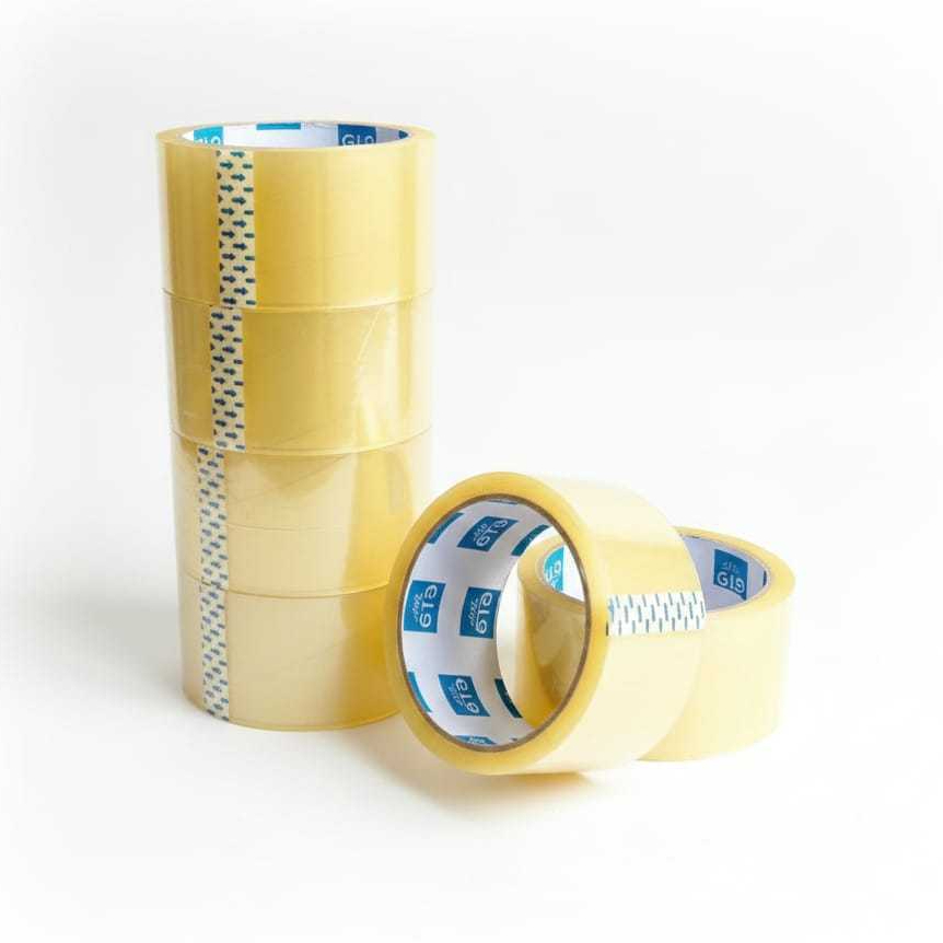 GLO Lakban Bening 85 Yard Isi 6 Pcs – Isolasi Bening Kuat untuk Packing & Pengemasan