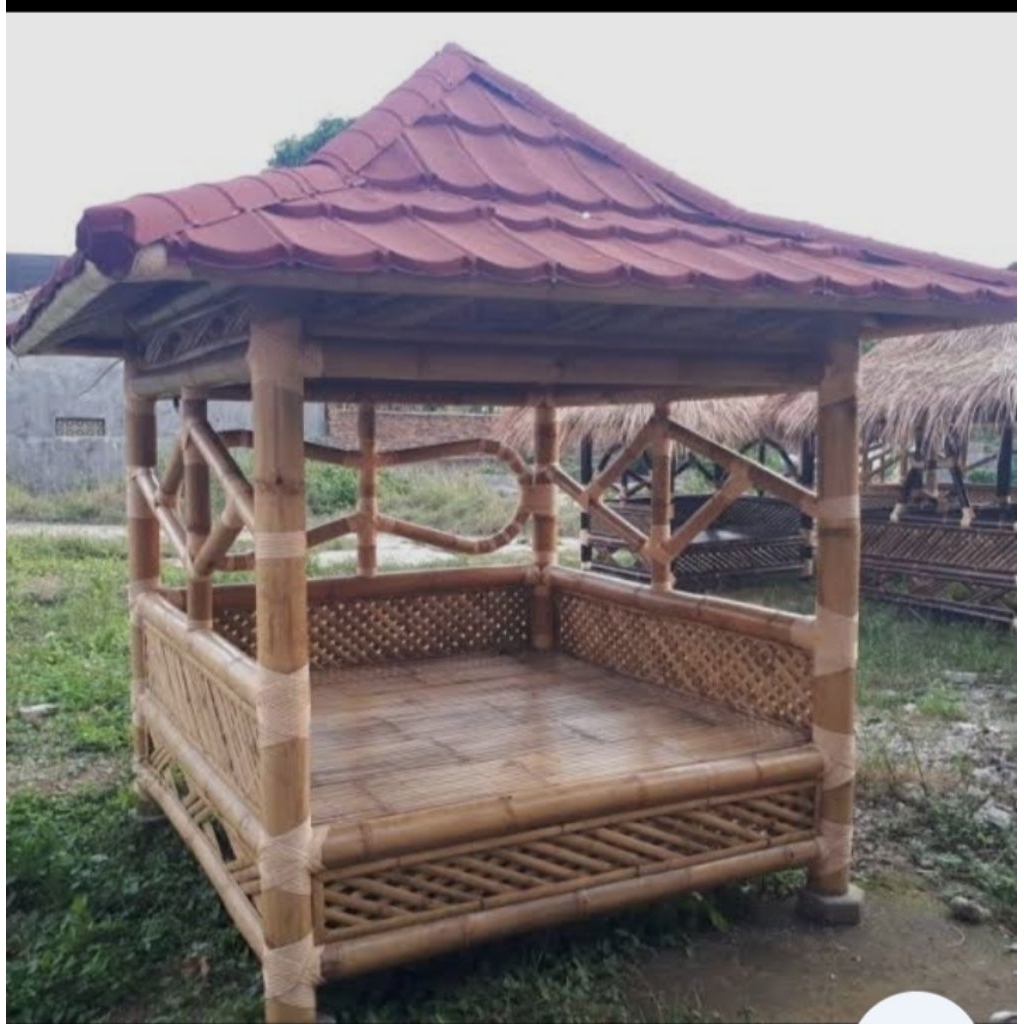 saung bambu gazebo siap huni atap injuk baja ringan dan alang2