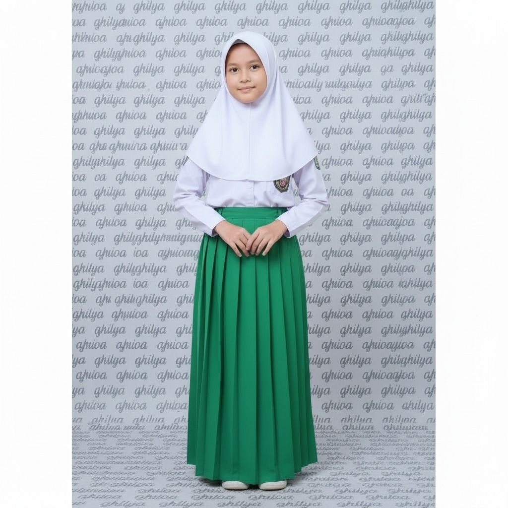 Rok hijau madrasah, rok madrasah, rok mi, rok hijau mi, rok hijau bahan licin, rok madrasah jumbo, r