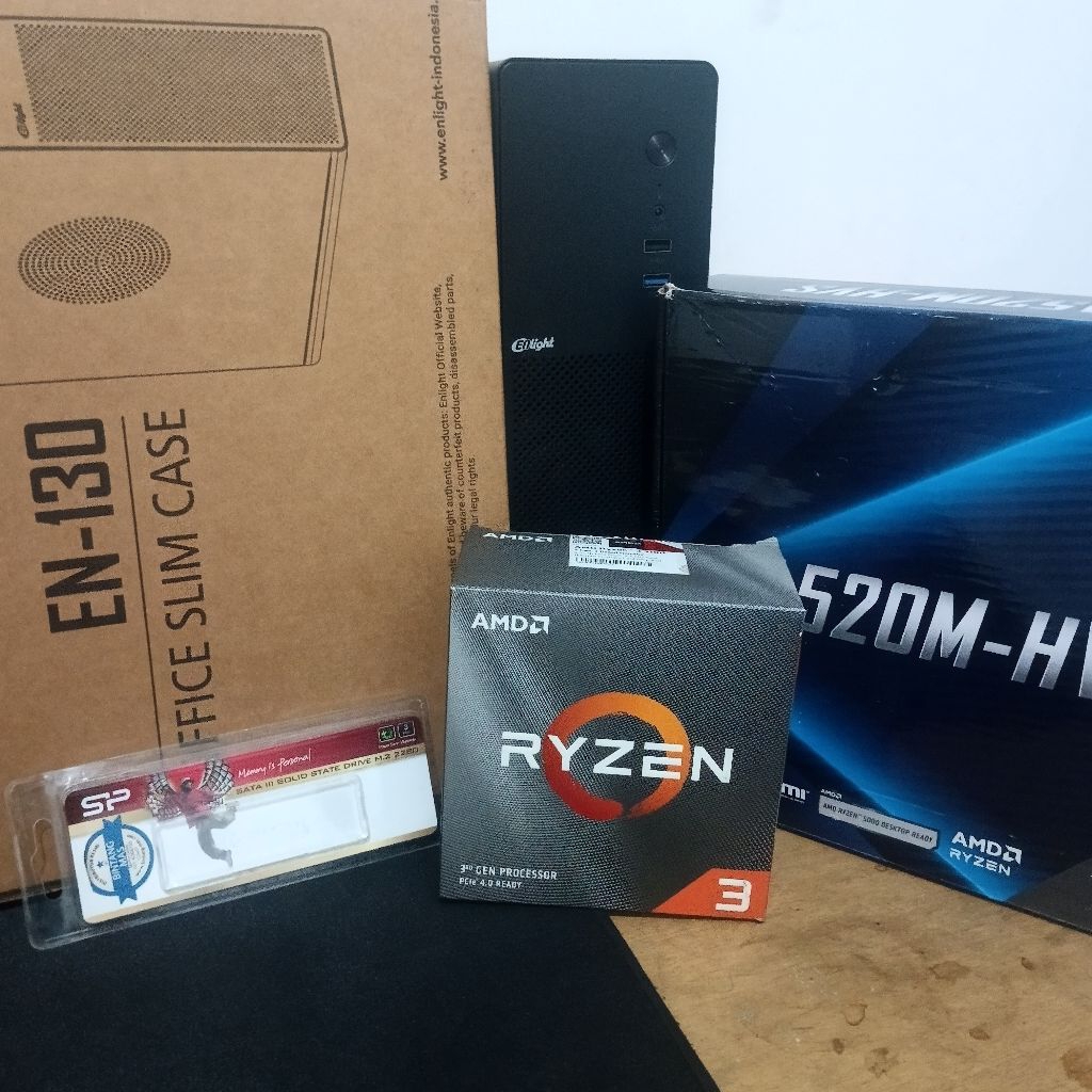 Paket PC AMD Ryzen 3 3100 Asrock A520M RAM 16GB DDR4 3200Mhz SSD 256GB VGA Zotac GTX1650 Low Profile