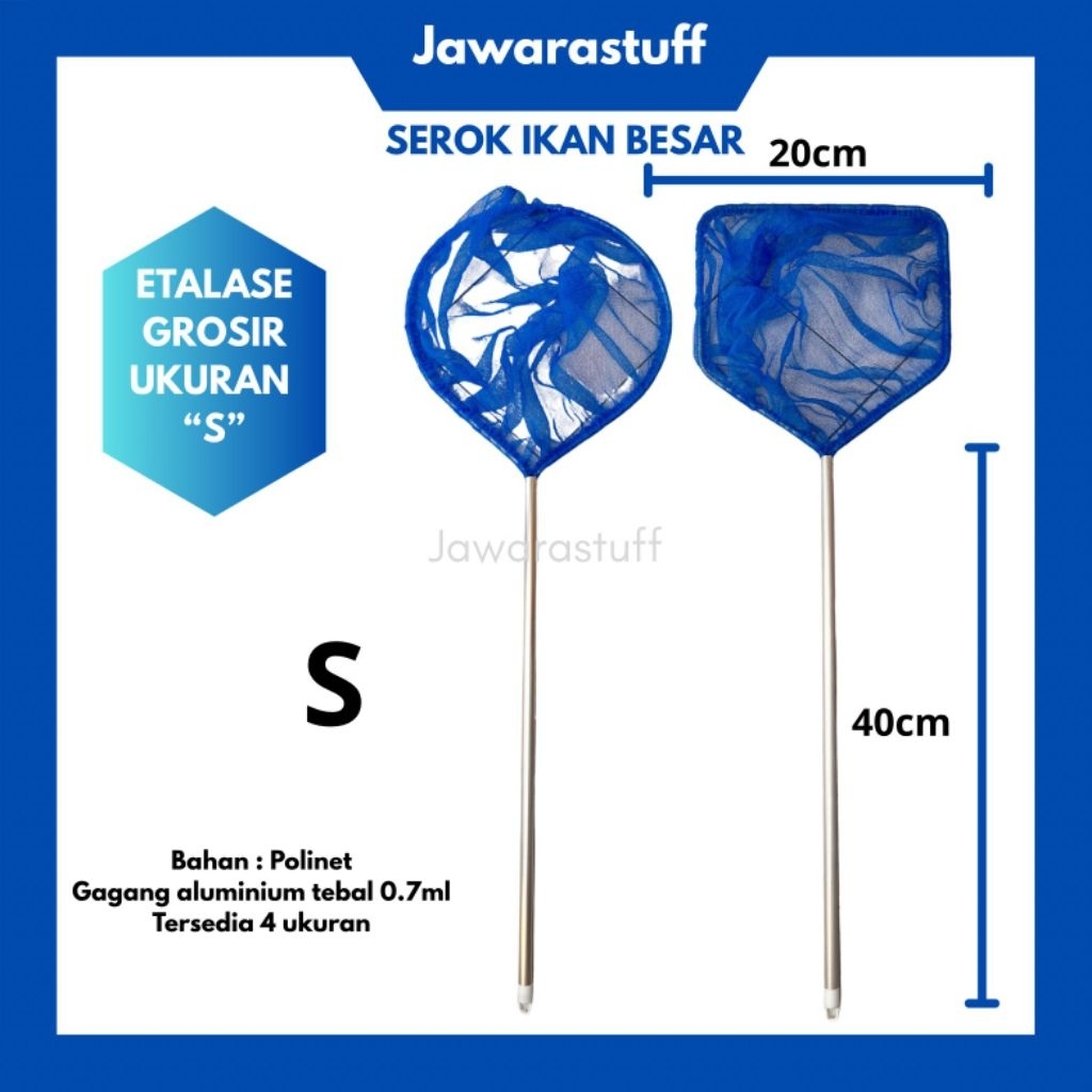 JawaraStuff (GROSIR) serok ikan, jaring ikan, serok ikan besar, serok ikan polynet ukuran S