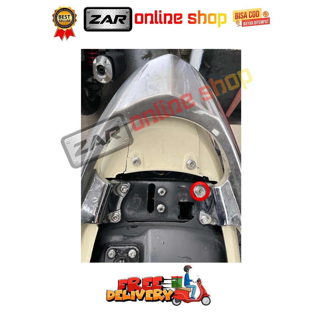 BAUT BEHEL BELAKANG ( 1 BAUT ) MODEL 2 KUNCI BIASA MIO SMILE SPORTY SOUL FINO KARBU TAHUN 2003 - 201